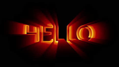 seamless loop hello in burning fire searchlight style animation