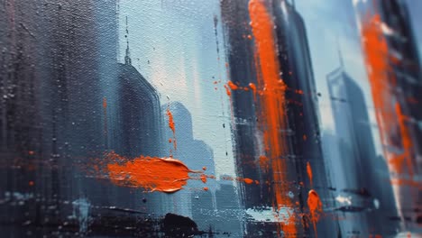 a vivid abstract cityscape: artistic exploration of urban landscapes through bold colors and textures