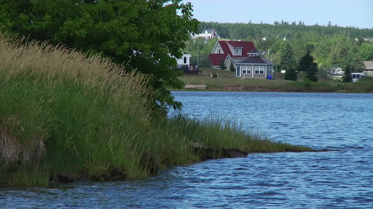 A gazebo on the shoreline of the Bouctouche River near Sainte-Marie-de-Kent in New Brunswick, Canada
