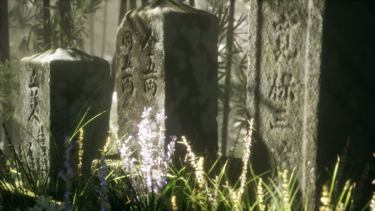 일본 대나무 숲 과 녹색 초원 잔디 와 자연 빛