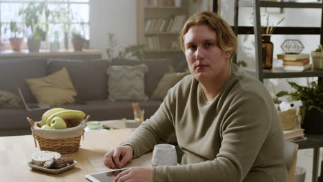 teenager using tablet on the table