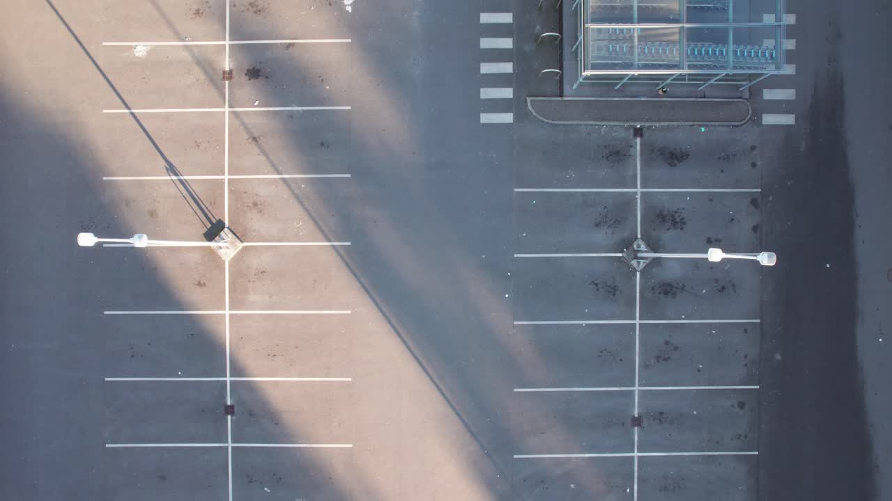 Aerial view of empty spaces in a parking lot