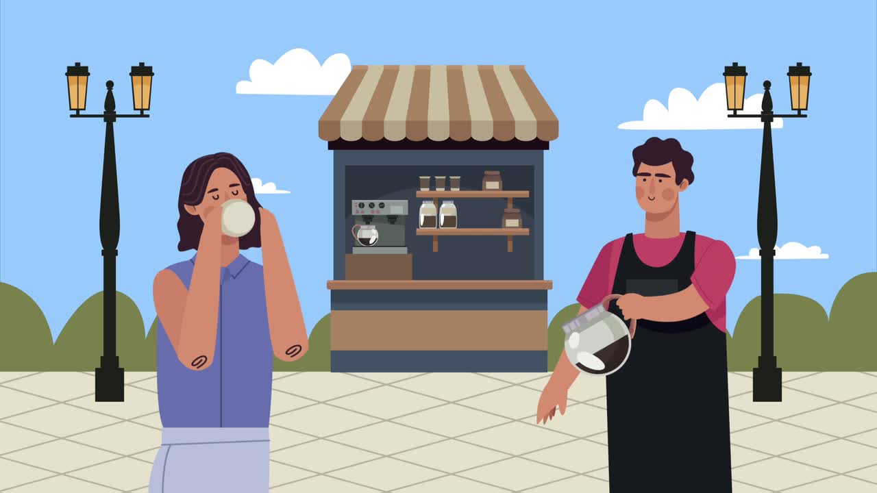 coffee shop worker and female client