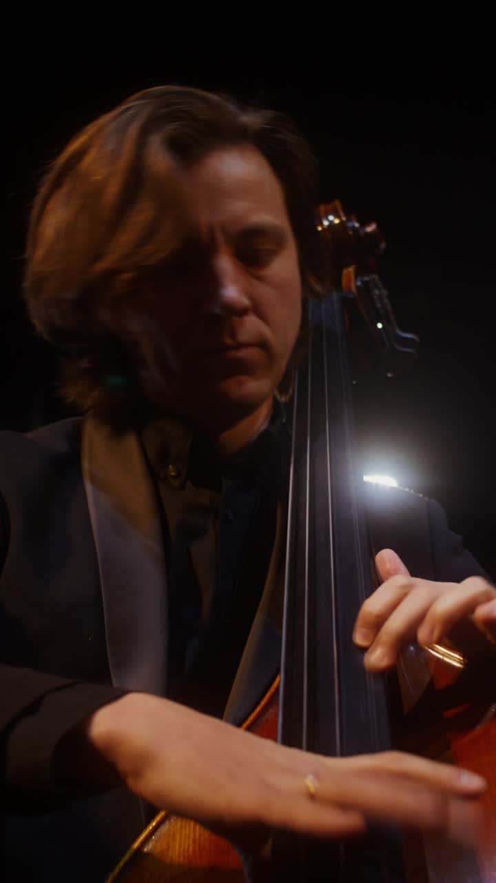 Jazz Musician Playing Double Bass