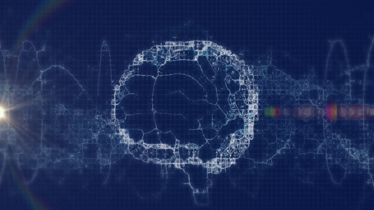 Animation of digital brain on black background