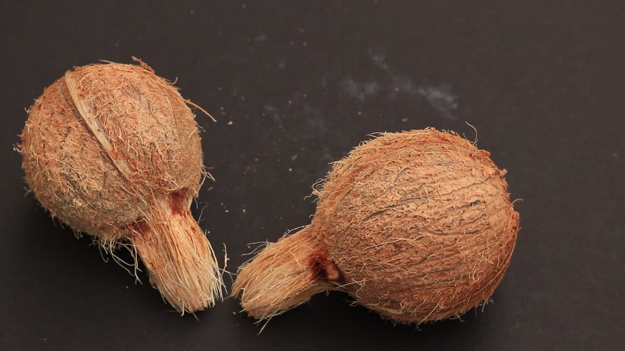 coco entero aislado sobre fondo negro