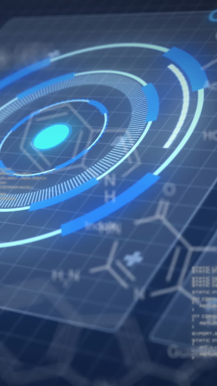 Animazione di scansione della portata ed elaborazione dati su sfondo nero