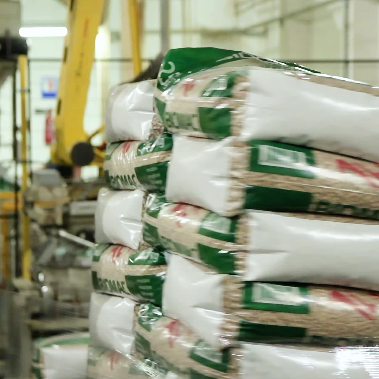 Pile Of Bags Of Coniferous Pellets