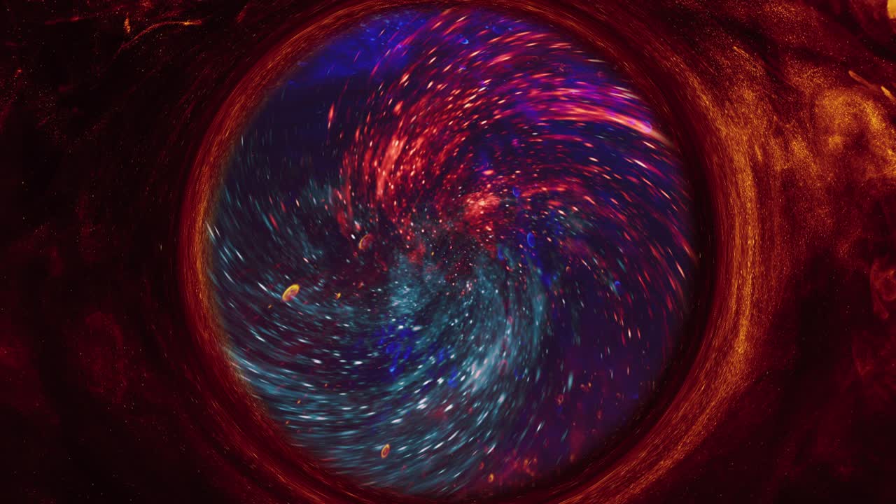 colorido remolino rojo azul chispas flujo círculo de niebla