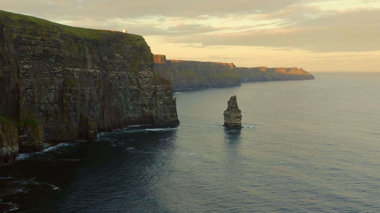 Dramatic Cliffs of Moher and the Atlantic Ocean at Sunset