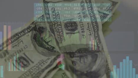 animación del procesamiento de datos sobre billetes
