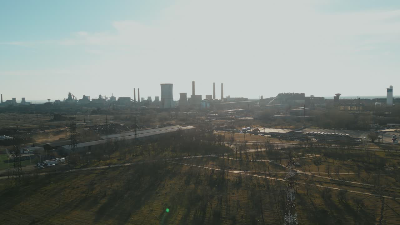 Industrial Landscape With LIBERTY Galati In Romania - Aerial Drone Shot