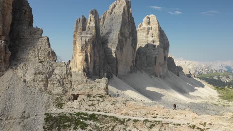 a hiker in tre cime lavardo in summer