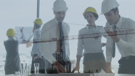 animación de diversos empresarios en el sitio de construcción