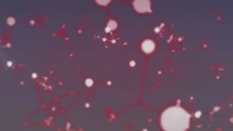animación de moléculas en movimiento sobre un fondo gris.