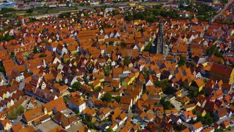 aerial view of old town of the city nördlingen in germany