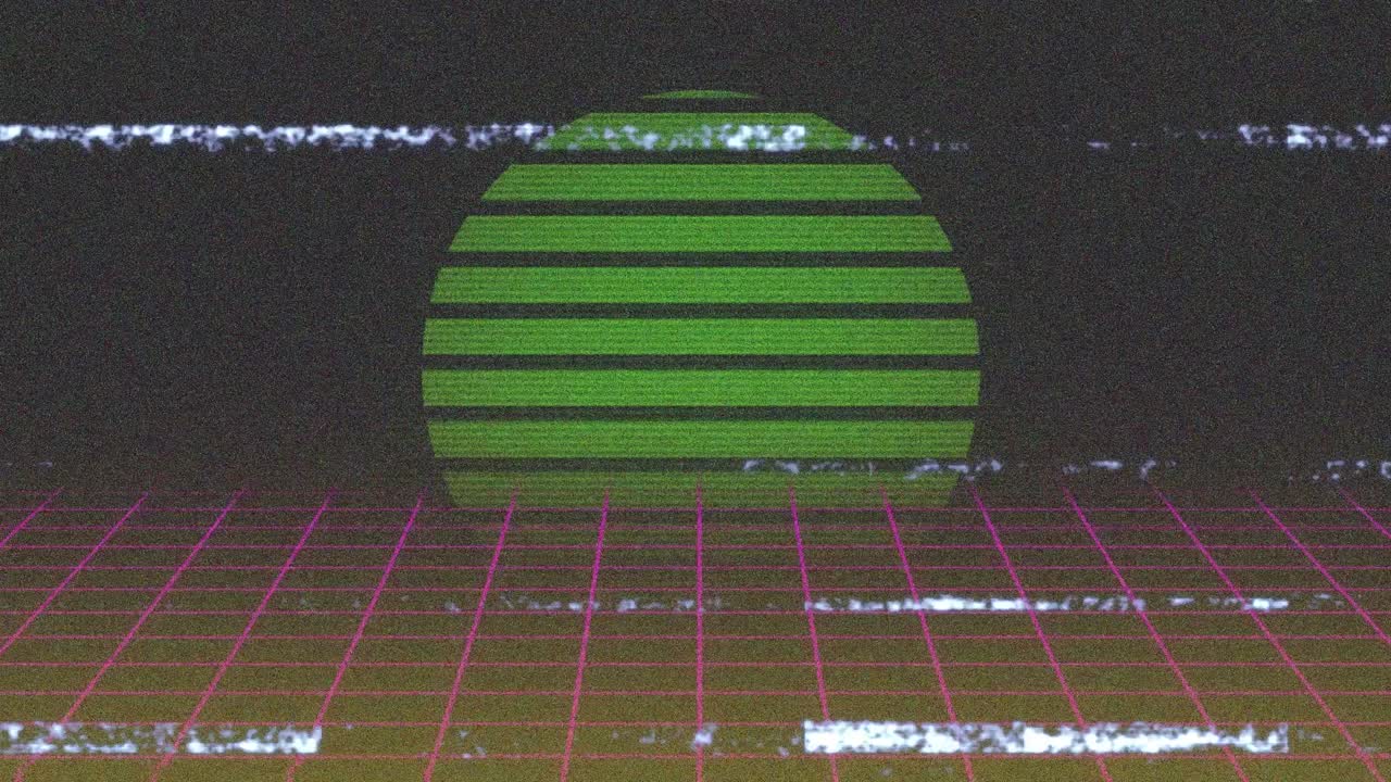 검은 바탕에 있는 네온 선 위의 장애 간섭의 애니메이션