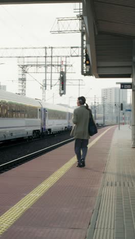 mujer en la estación de tren