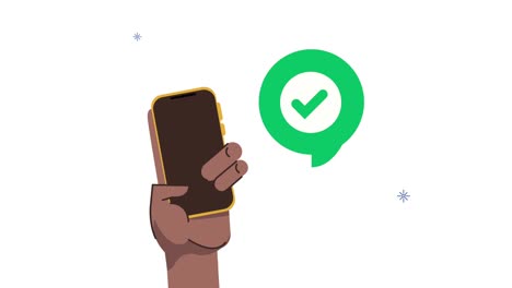 mano afro humana usando el teléfono inteligente