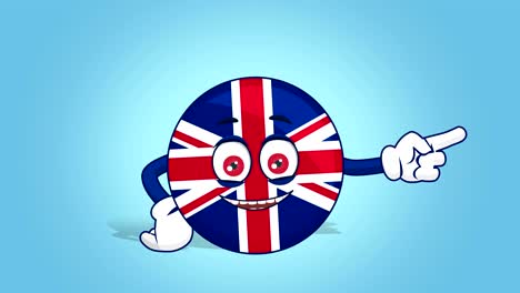 cartoon great britain united kingdom happy right pointer with face animation with alpha matte