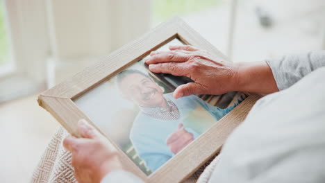 photo frame, hands and senior person