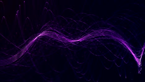 3d rendering purple background with twisted particle strings. digital abstract background. seamless loop
