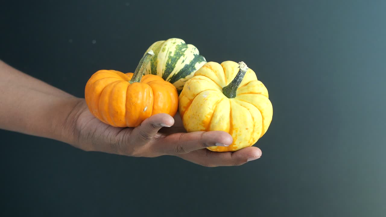 손 에 장식적 인 호박