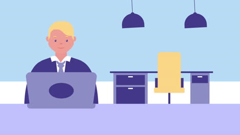 businessman using laptop in office avatar character