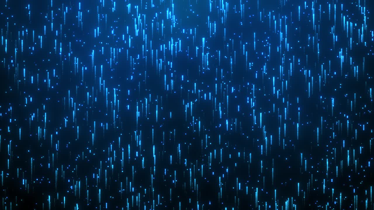 Futuristic Digital Data Rain Animation Blue Cyber Code Falling Matrix Background Loop