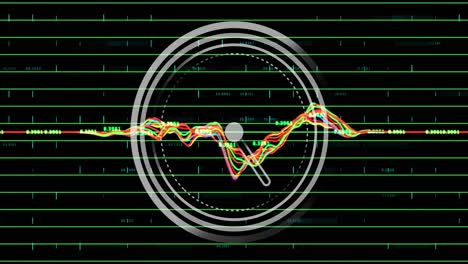 Animation-Der-Tickenden-Uhr-Und-Datenverarbeitung-Vor-Schwarzem-Hintergrund