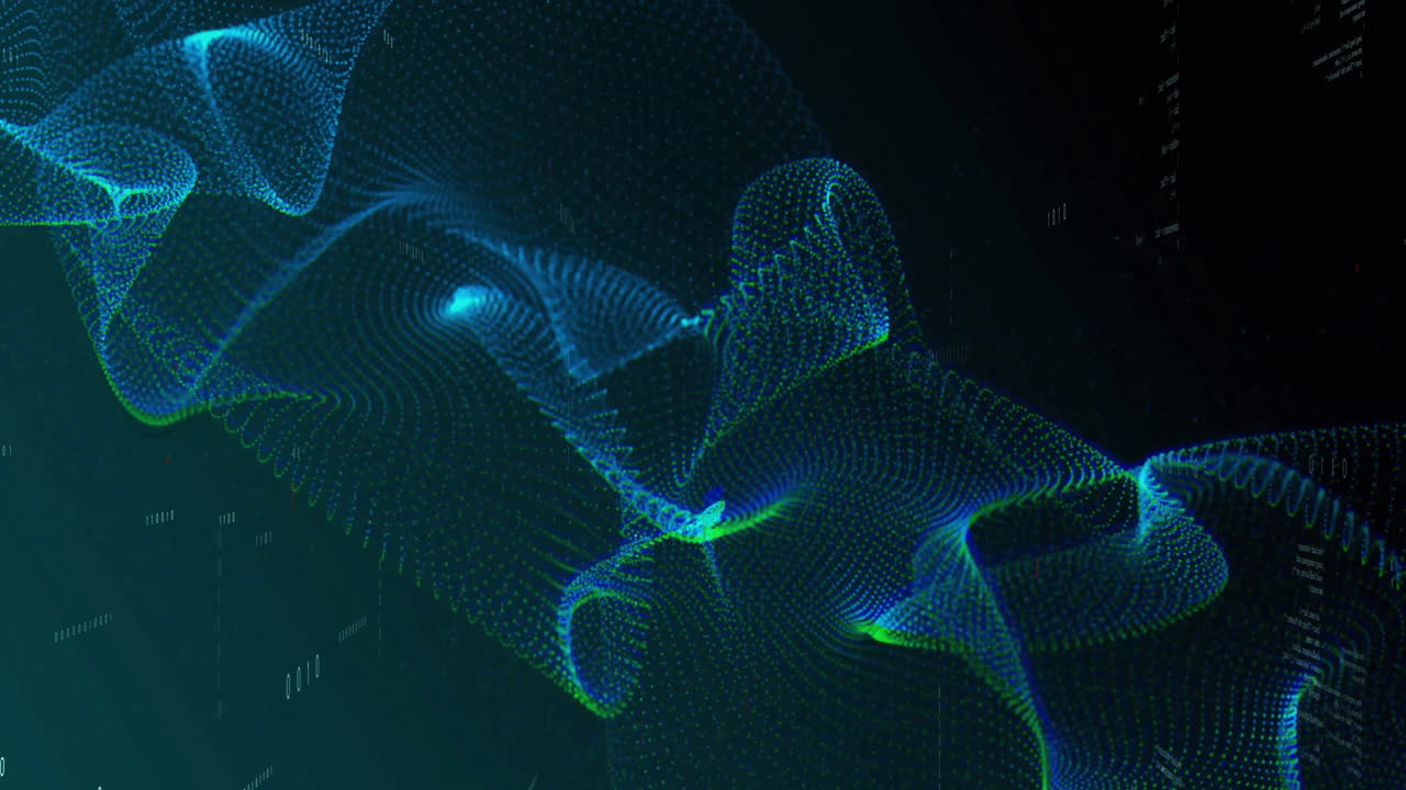 animación de la red de conexiones y procesamiento de datos sobre fondo negro