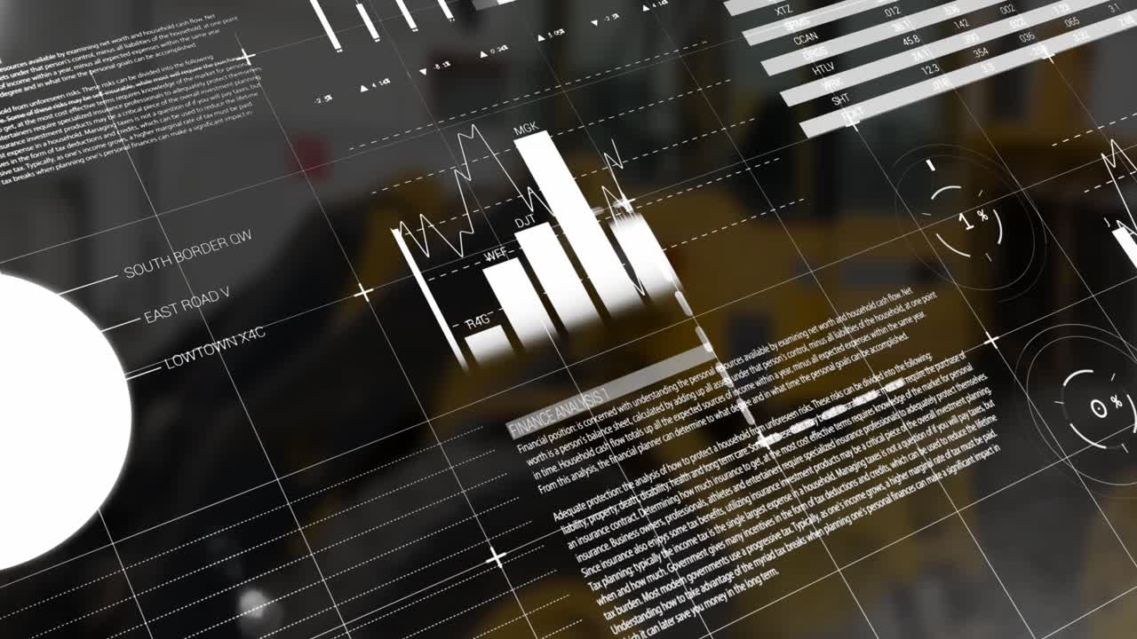 Animation of statistical data processing over grid network against bulldozers on construction site
