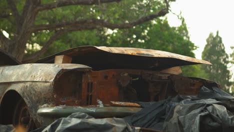 Coche-Muscular-Oxidado-Estrellado-Entre-La-Basura