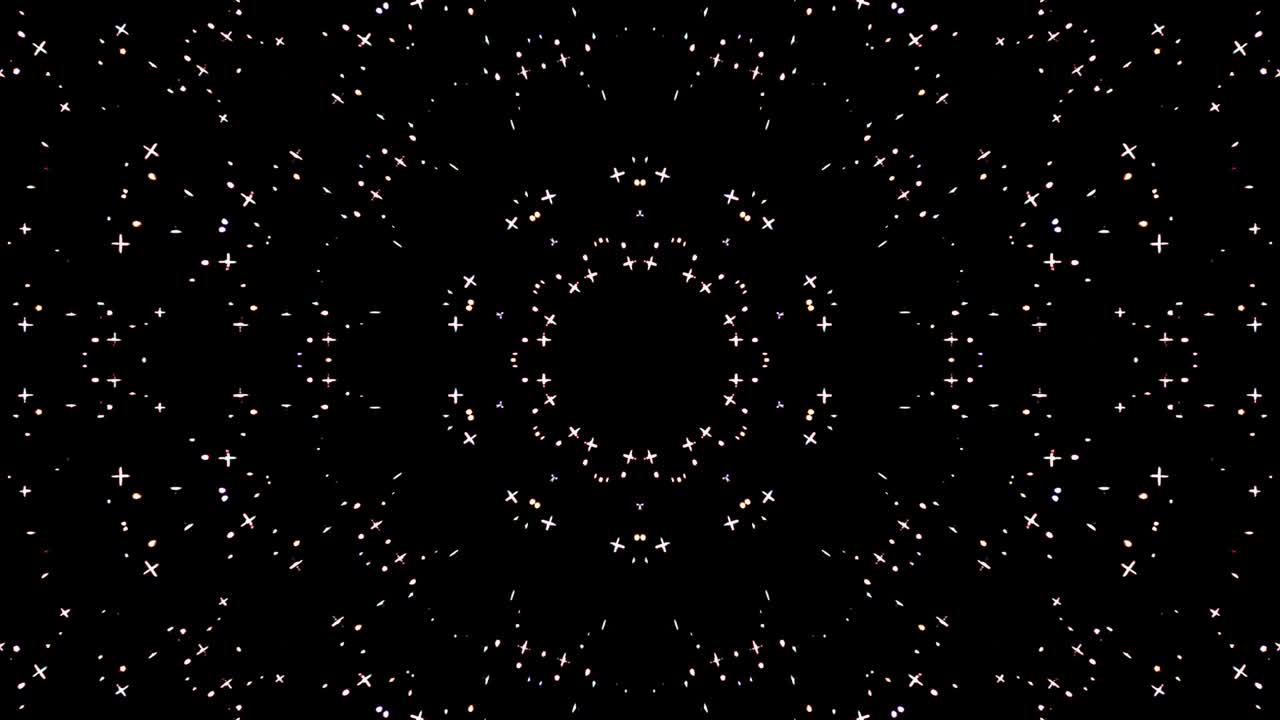 Bellissimo caleidoscopio astratto che brilla, una luce radiosa che regola i movimenti sottili