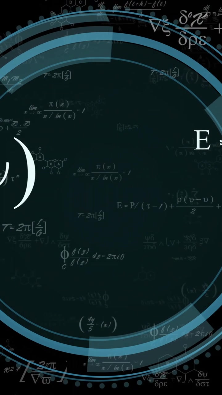 Mathematical equations and scientific formulas animation over circular digital interface
