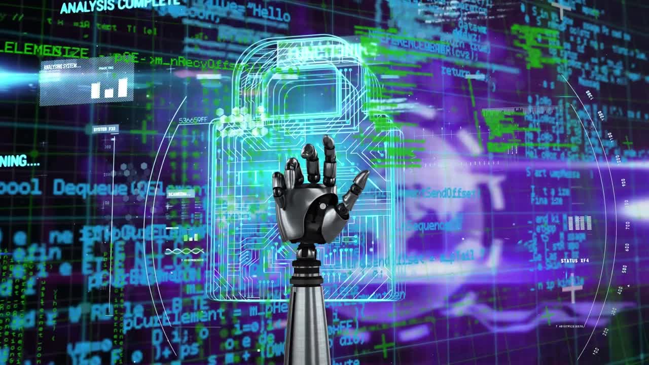 animación del brazo robótico sobre el candado y procesamiento de datos