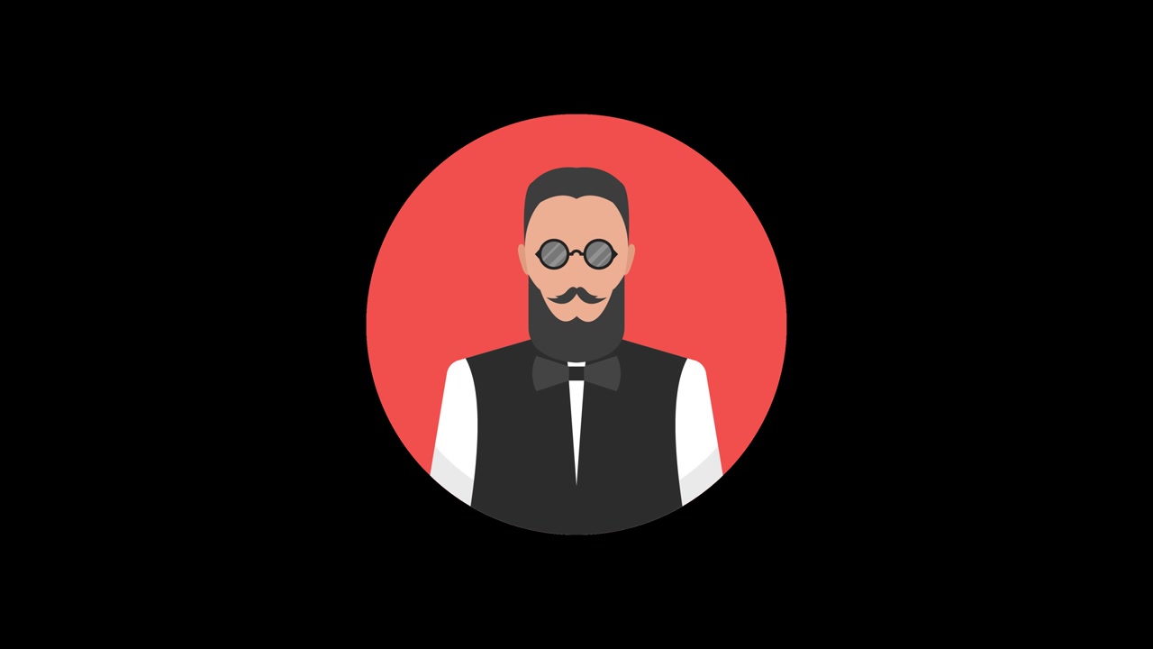 Avatar hipster. Animazione in loop con canale alfa. Risoluzione 4K.