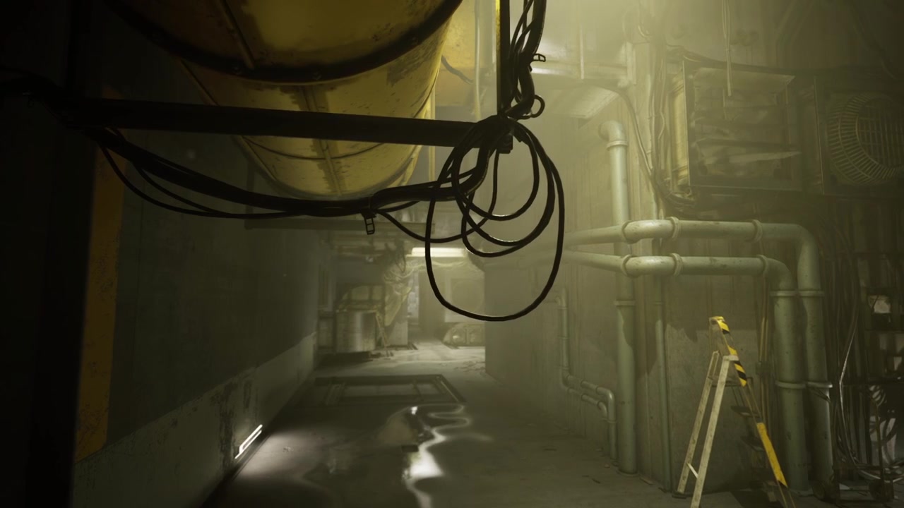 Industrial space with weathered surfaces and subdued lighting ambiance