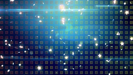 animación de estrellas y cuadrados giratorios en el espacio de la marina.