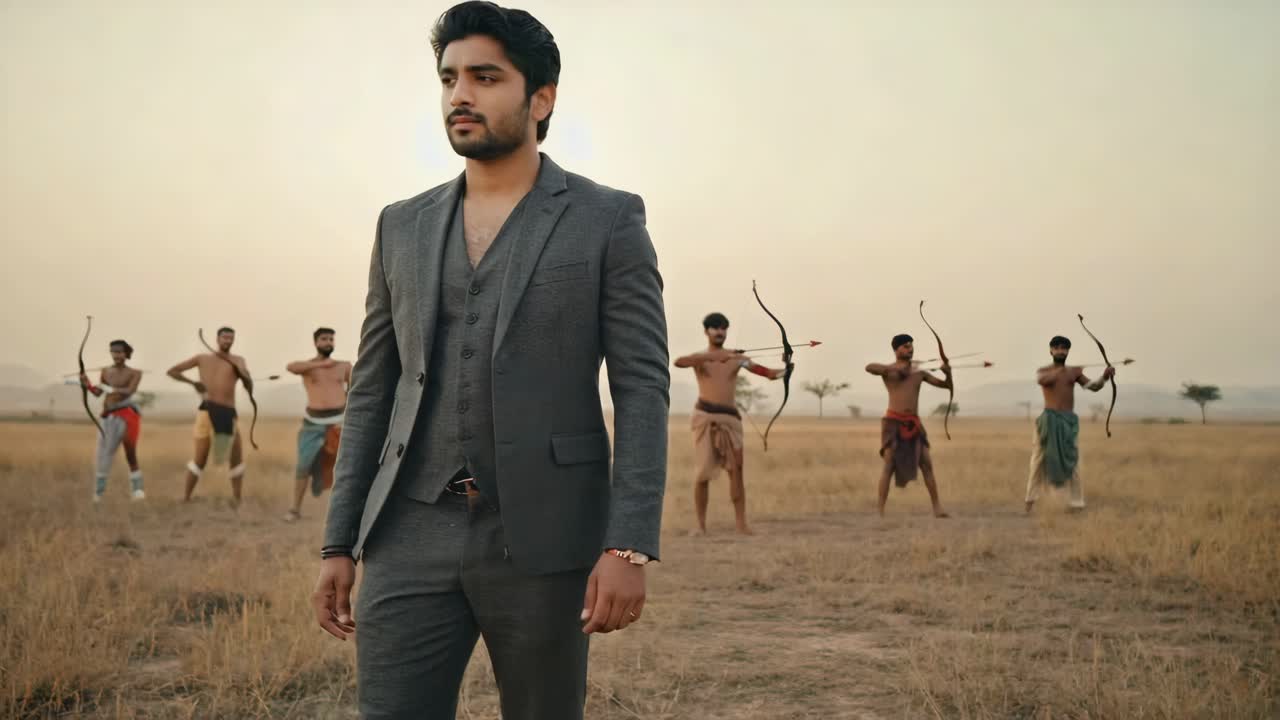 Man in Suit with Archers