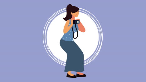 animación de personajes de fotógrafos femeninos
