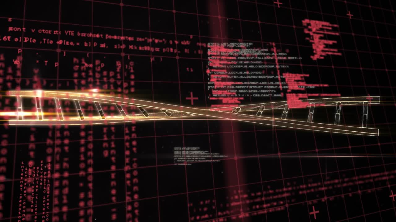 Animation of data processing and dna strand spinning
