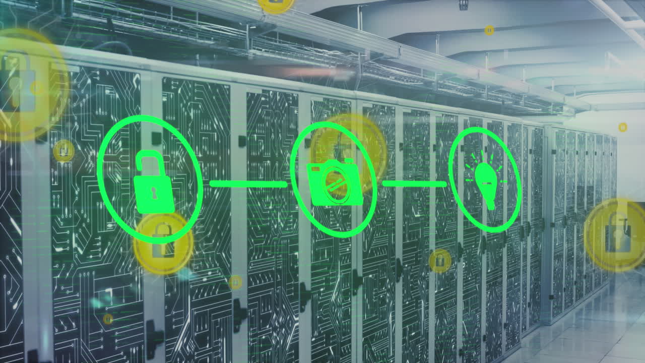 컴퓨터 서버를 통해 컴퓨팅 데이터 처리 및 아이콘의 애니메이션