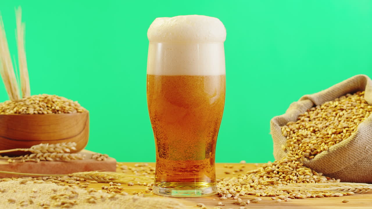 Glass of Beer with Barley Grains