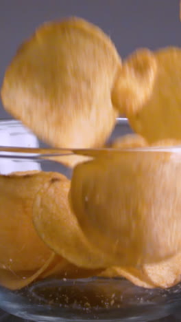 potato chips in a glass bowl