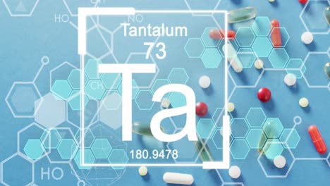 animation of chemical structures and formulas over pills