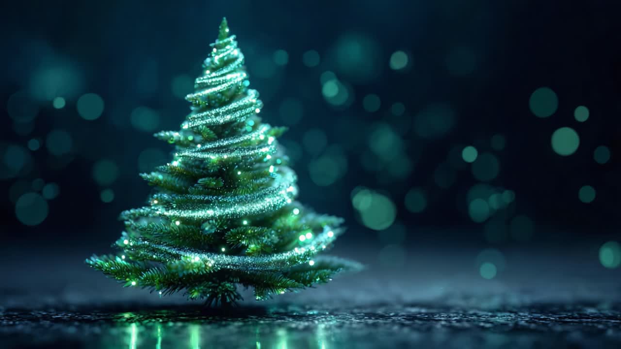 An Enchanting Christmas Tree Adorned with Twinkling Lights and Glittering Ornaments, Captured in a Magical Setting Perfect for the Holiday Season