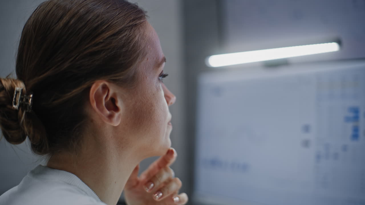 Close Up of Female Financial Analyst or Stock Exchange Trader Using Computer Mouse, Typing on Keyboard, Working on PC. Successful Businesswoman Works in Investment Bank Office or Financial Agency.