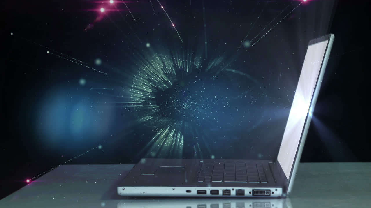 Rotating globe as atom nucleus popping up