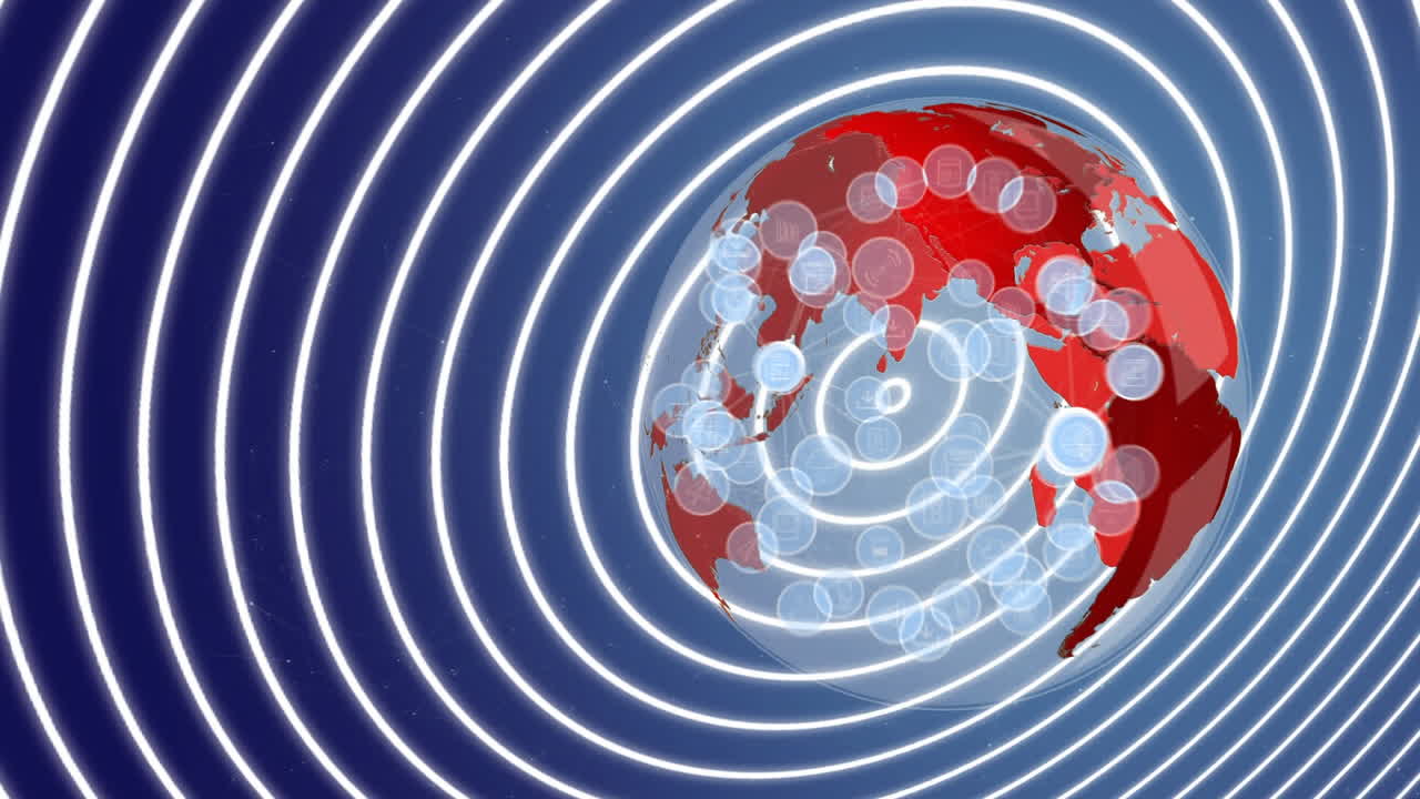 회전하는 지구와 아이콘